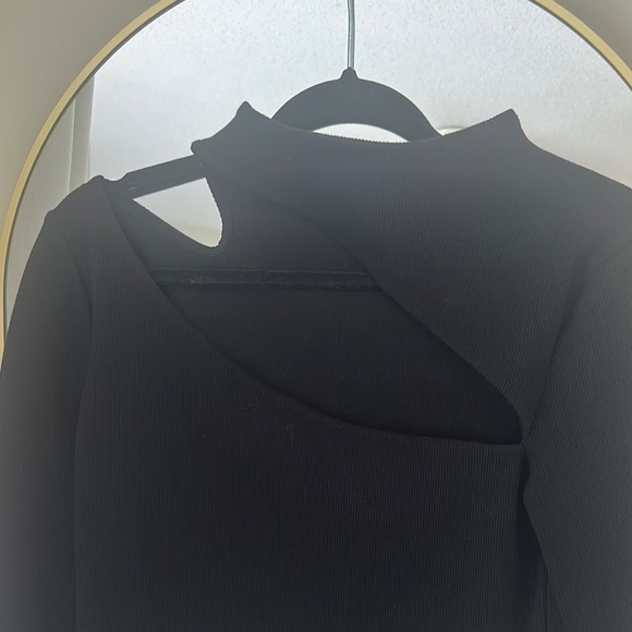 Anthropologie Black Asymmetrical Cut Out Blouse - Picture 3 of 5